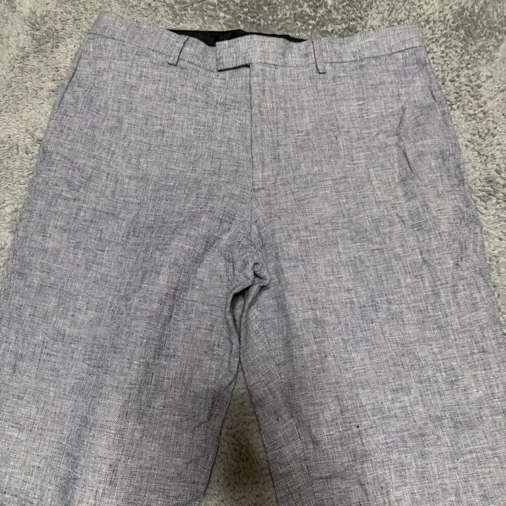 Banana Republic Pants Mens 33x32 Blue Standard Fit Linen Blend Trousers